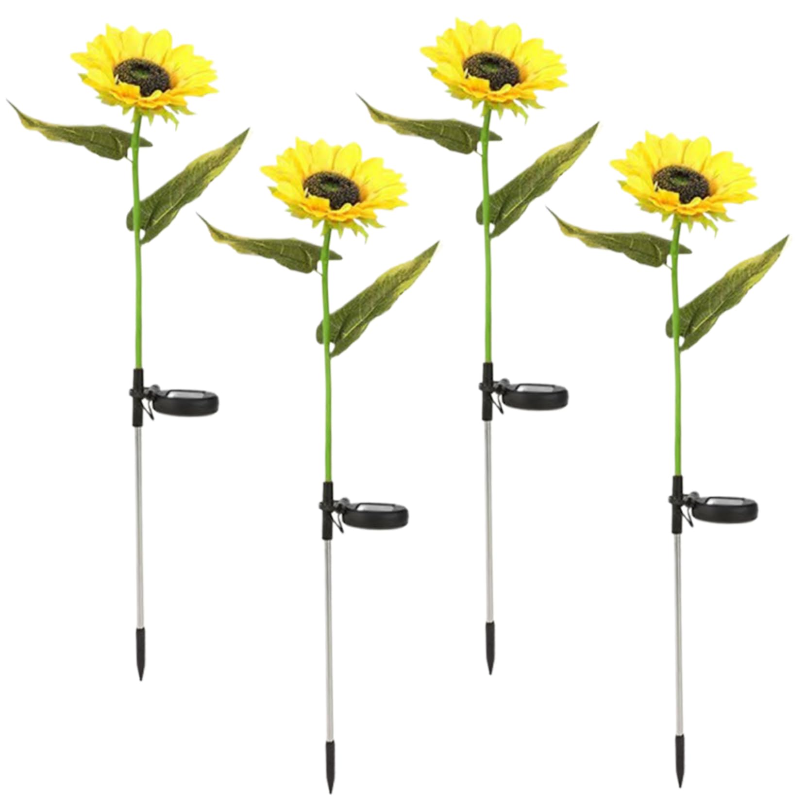 Wedhapy Solar Garden Lights 4 Packs Sunflower Solar Lights Outdoor Lifelike Sunflowers IP44 Waterproof Garden Auto On/Off Stake for Yard Pathway