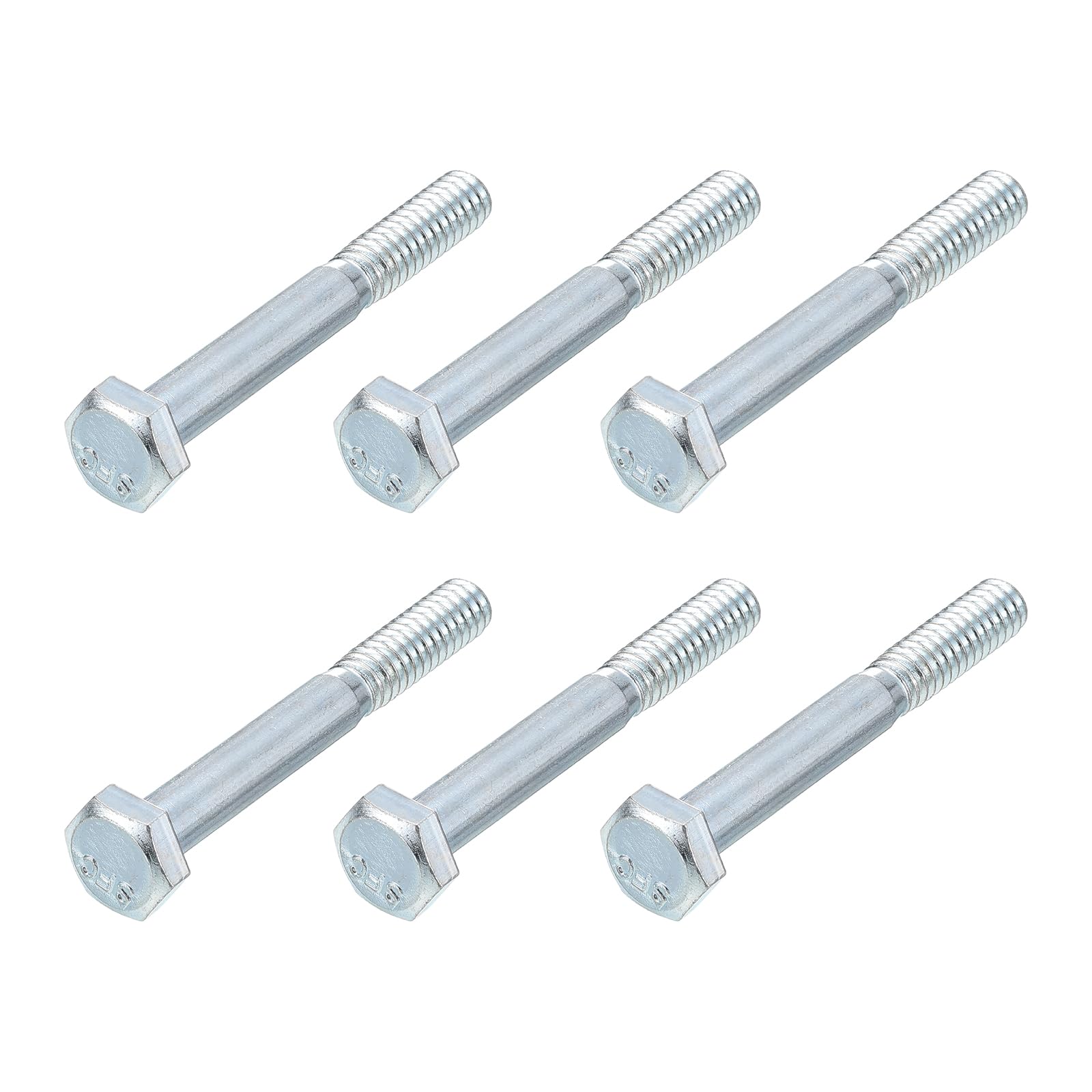 METALLIXITY Hex Bolts (3/8-24x2-1/2") 6Pcs, Grade 5 Carbon Steel Zinc Plated Partial Threaded