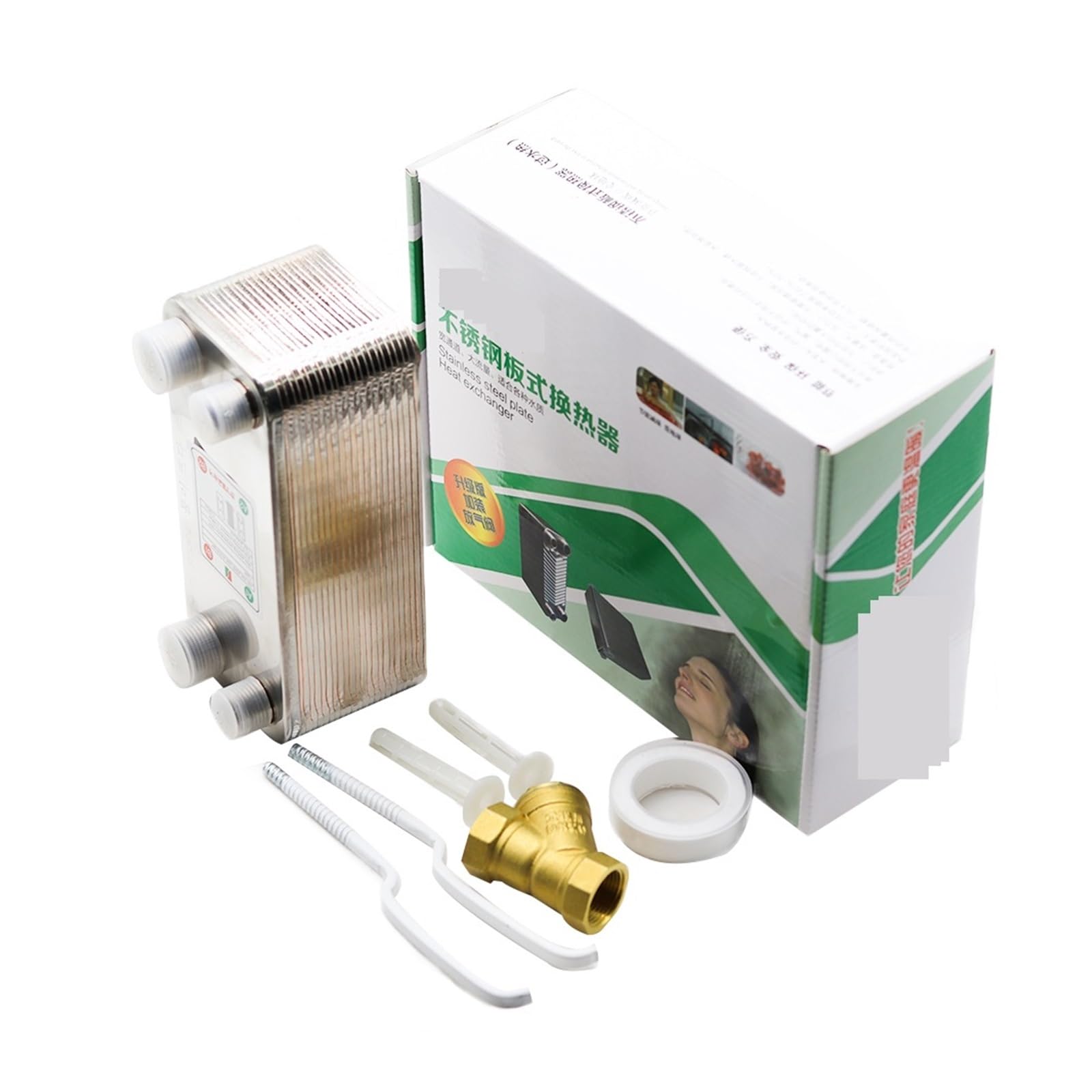 Intercambiador de Calor, Enfriador De Mosto Cerveza, Intercambiador Calor 24 Placas, Acero Inoxidable SUS 304 For Casera(3l4 Inch BSPT)