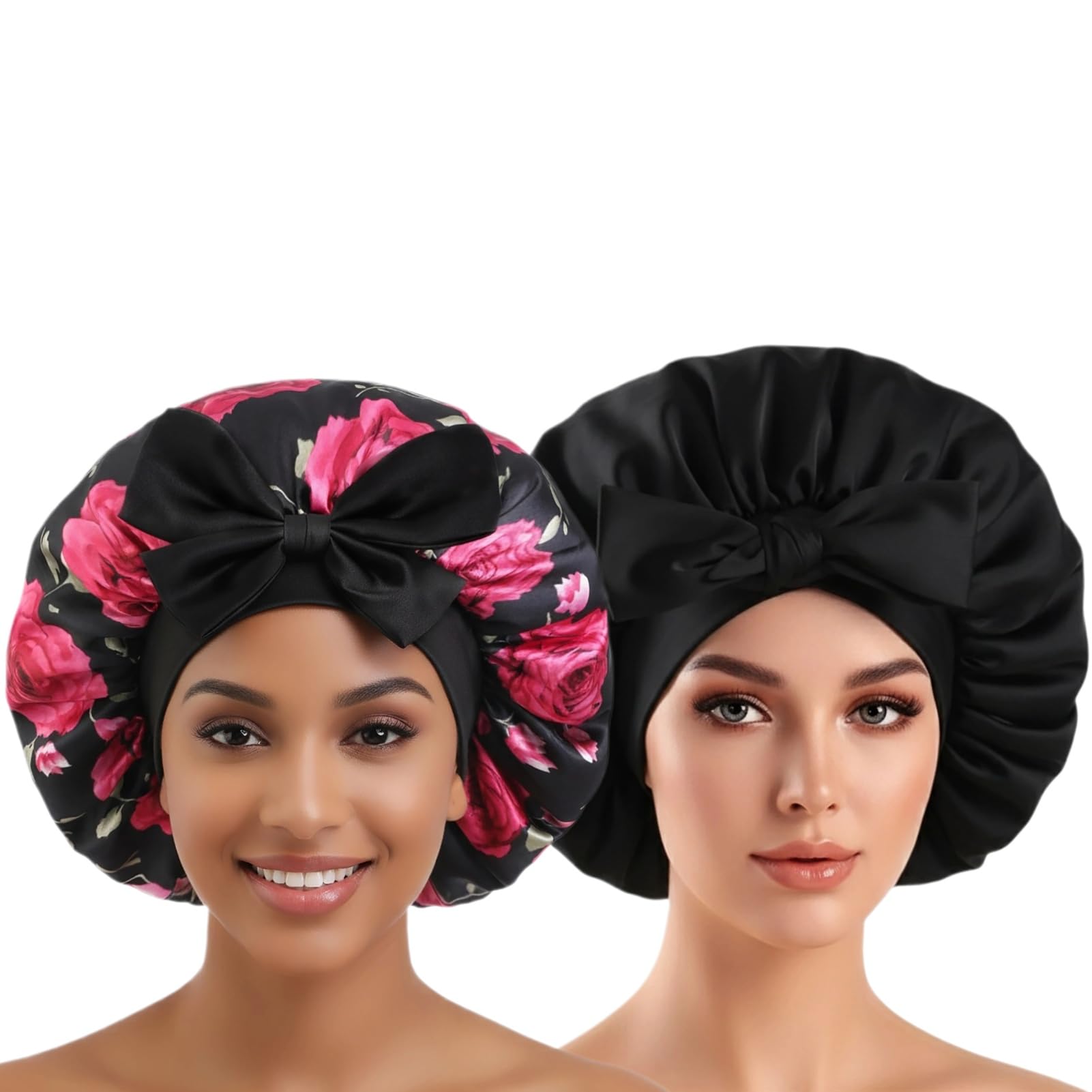 Satin Bonnets for Sleeping Women Braids Long Hair Cover Silk Hair Bonnet Night Caps XL Large Satin Sleep Cap with Tie