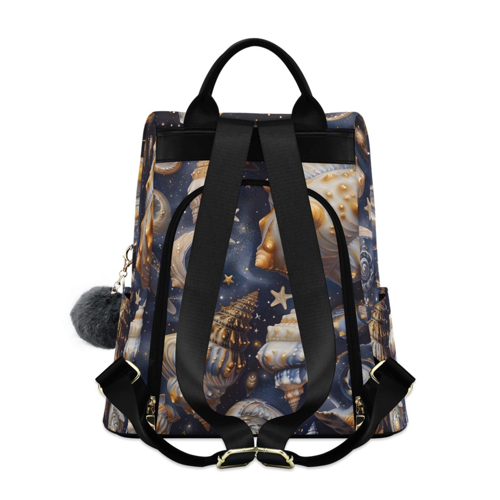 Seashells Starry Background Backpack for Women Anti Theft Large Fashion Travel Shoulder Bag Purse Rucksack Lightweight