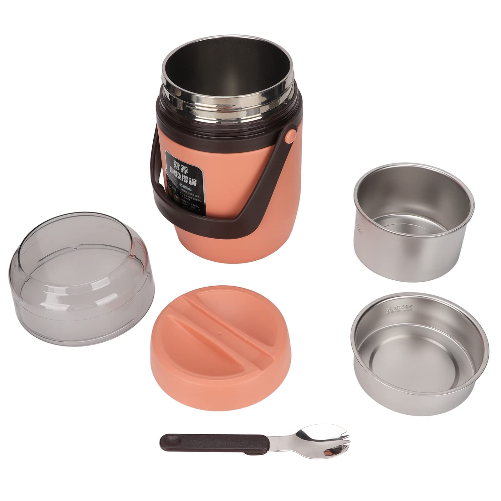 2 L, 3 Etagen, Isoliertes Lebensmittelglas, Vakuumisolierte Lunchbox, Thermo-Lebensmittelbehälter, Edelstahl, Suppe mit Guter Abdichtung für Schule, Reisen, Camping