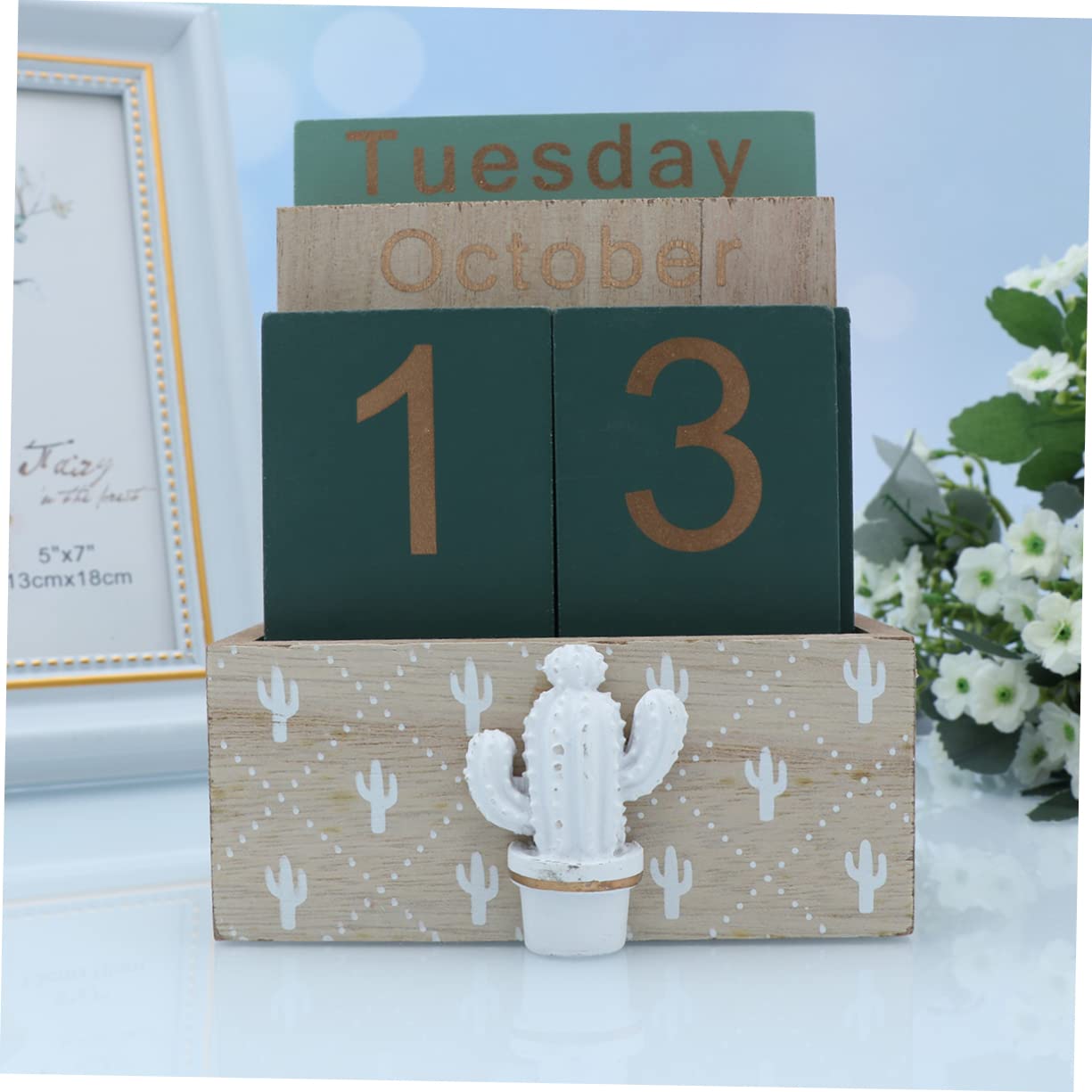 TEHAUX Calendario da Scrivania in Legno Naturale Blocchi Mobili Riutilizzabili, Calendario Scrivania per Ufficio e Casa, Decorazione Rustica Artigianale per Organizzazione Quotidiana