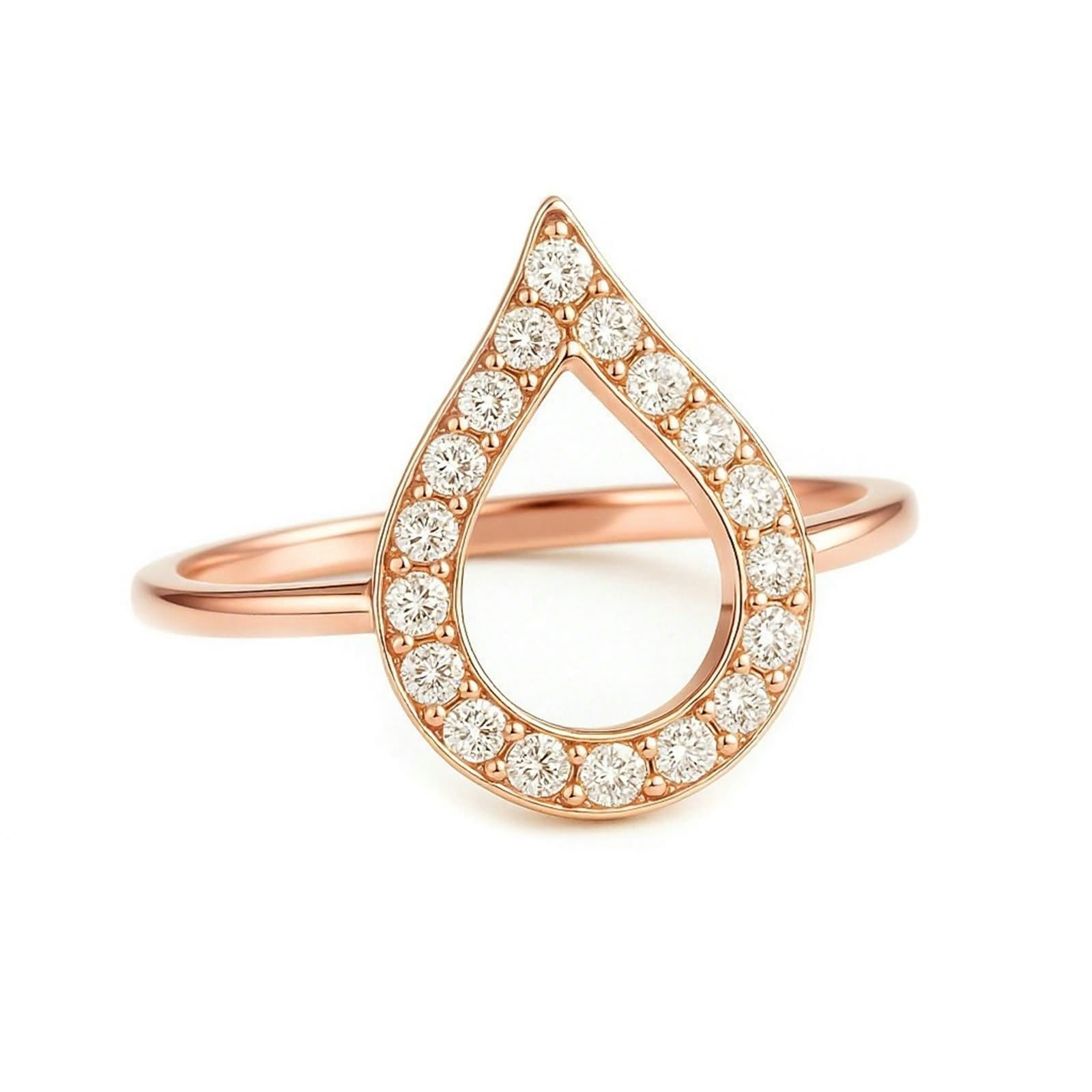 Mid Finger Rings, Statement Rings Water Drop with Diamond White Gold Gifts for Women