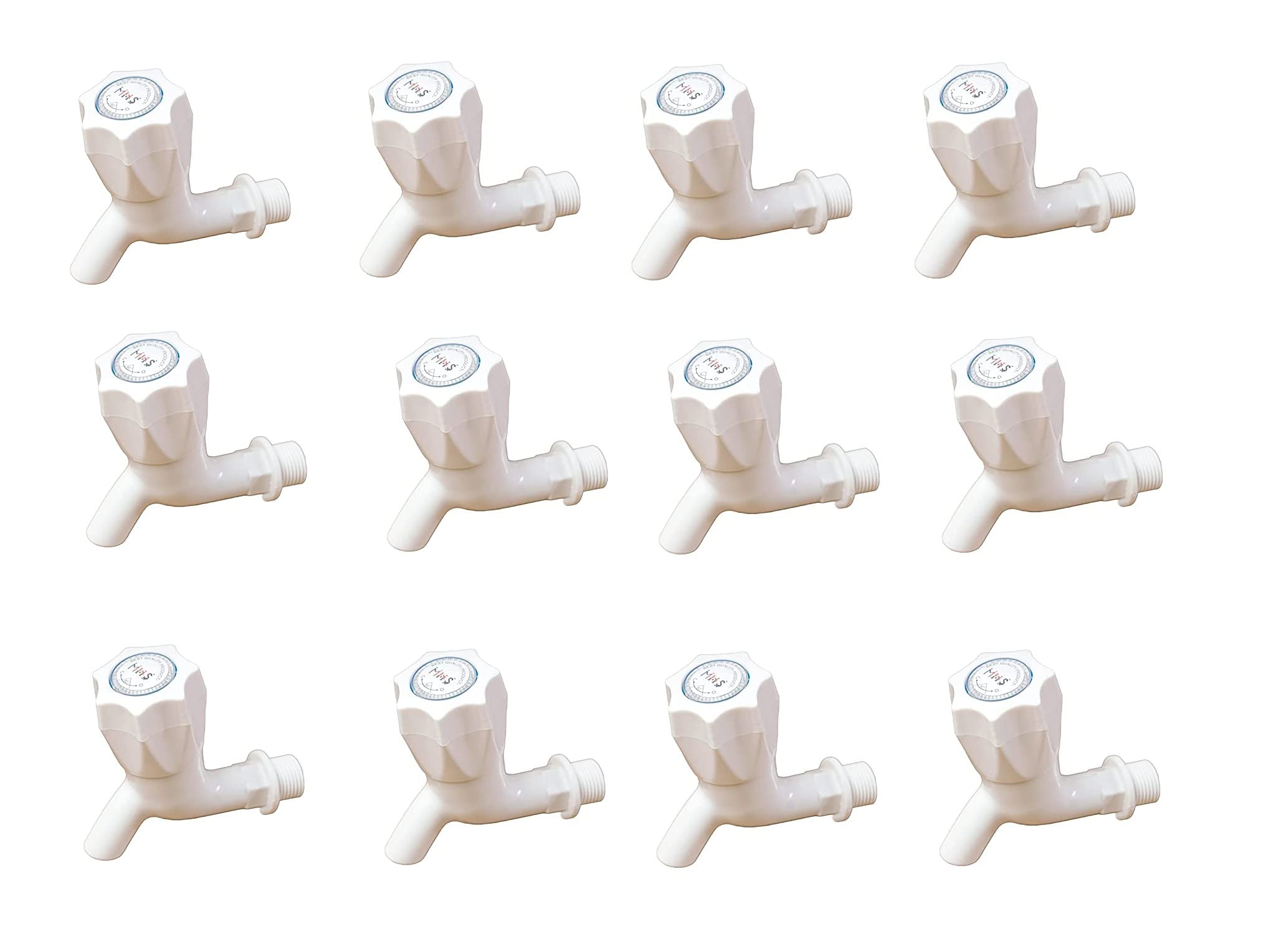 MHS White Abs Plastic Bib Cock Water Tap for Kitchen Bathroom Wash Basins Hot or Cold Water Quarter Turn Operated Ceramic Cartridge Inside 15 mm Inlet (Pack of 12) (B0BS3KMVRY) Amazon Price History, Amazon Price Tracker