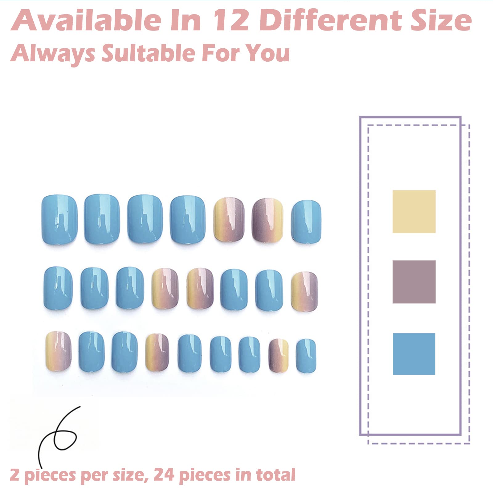 Press On Nails Long Coffin Bellarine Tapered full coverage glossy false Nails - Image 4