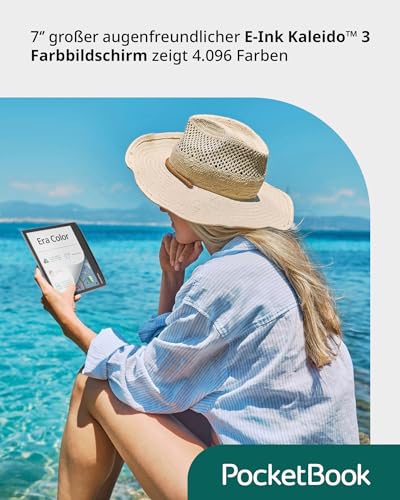 Pocketbook Era Color E-Reader, 7’’ E-Ink Farbdisplay, 32 GB, Bluetooth, wasserdicht, Grau - Dach-Version