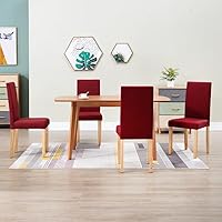 Vista 16 de Dining Chair Set of 6 Black Fabric Upholstered with Solid Rubber Wood Frame Modern Ergonomic Design for Dining Room Kitchen and Living Room