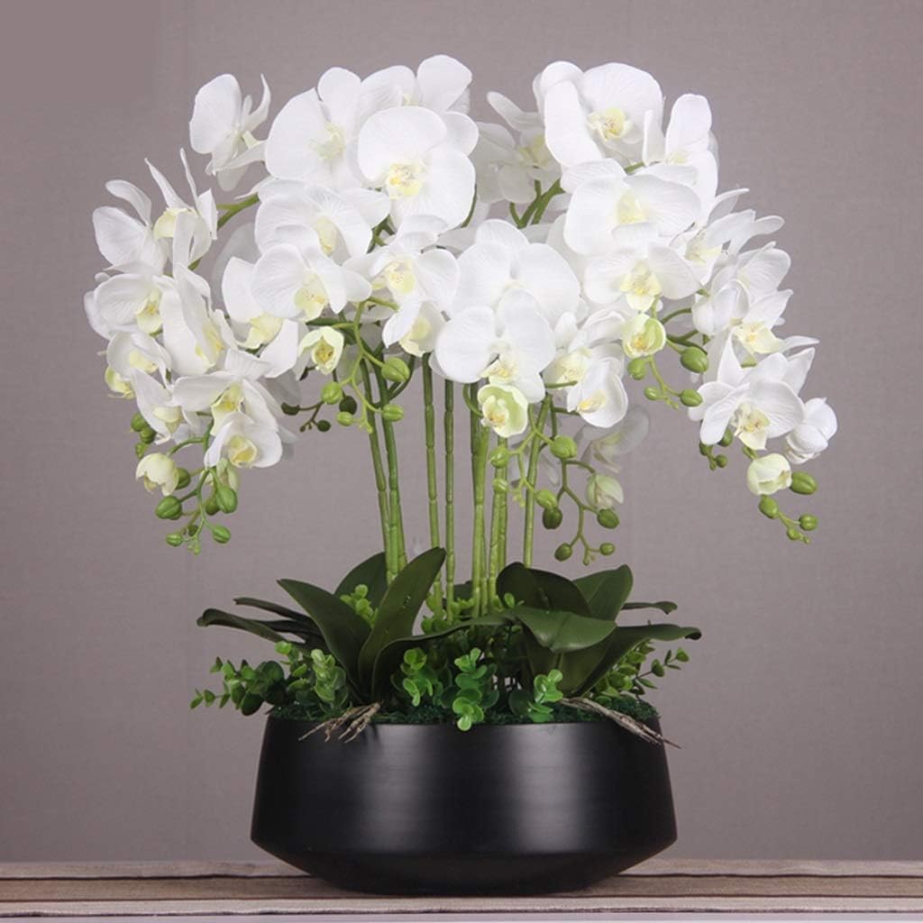 Orquídeas Artificiales De Seda con Maceta De Cerámica, Flores Artificiales De Phalaenopsis De 25,59 Pulgadas, Orquídea Artificial, Flores Falsas,