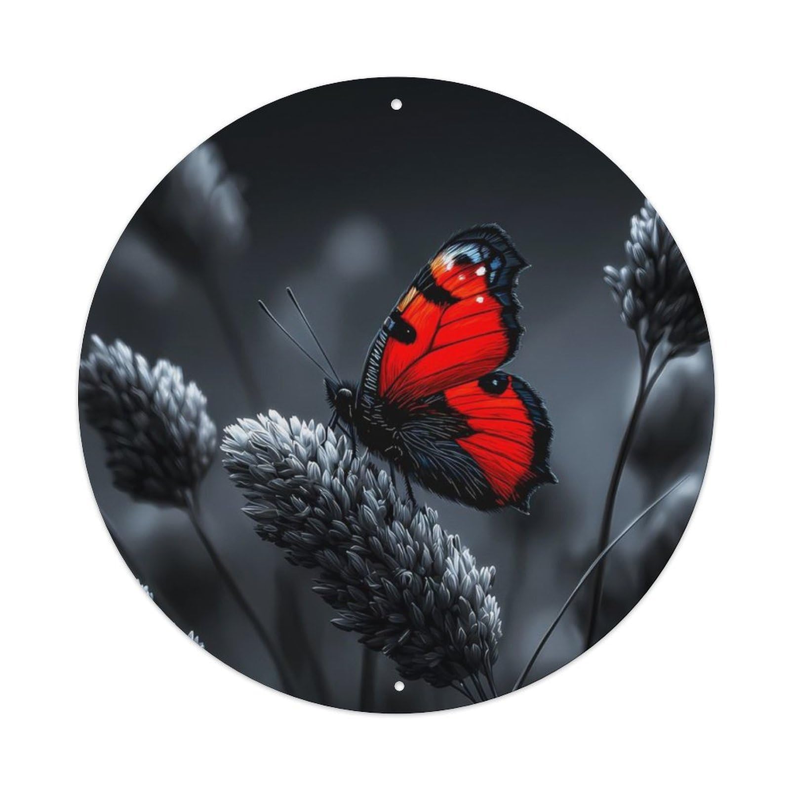 Animal Red Admiral Vanessa Atalanta Timothy Grass Europe Wild Nature Vintage Metal Tin Sign Plaque Wall Decor for Cafe, Club Bar, Office, Garden Metal Poster 8x8Inch