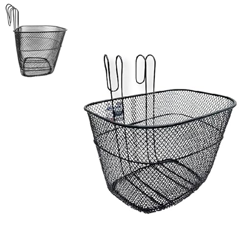 Oceano Panier de vélo avant universel pour adultes et enfants panier de rangement en métal plastifié antirouille imperméable à accrocher au guidon (petit)