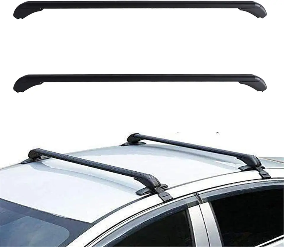 munirater Universal 43.3 inch Black Roof Rack Cross Bar Top Luggage Aluminum Carrier Adjustable Window Frame 2Pcs