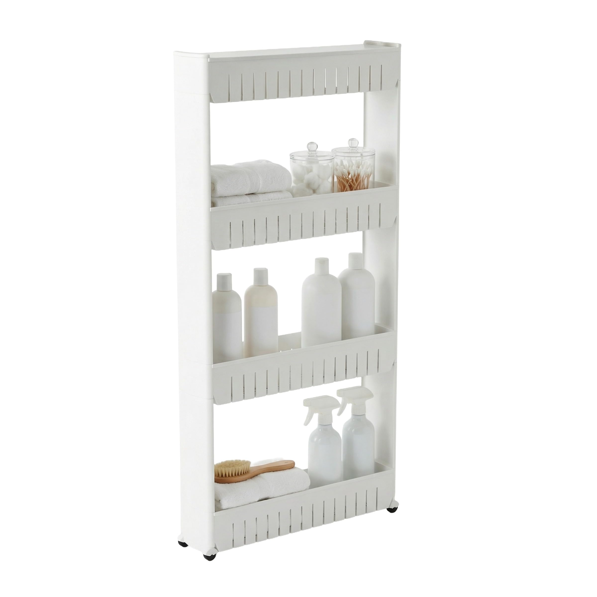 Everyday Home - Organizador de Almacenamiento de 4 Niveles, Estanterias Almacenaje, Carrito de Plástico con Ruedas para Oficina, Dormitorio, Baño y Lavandería (Blanco)