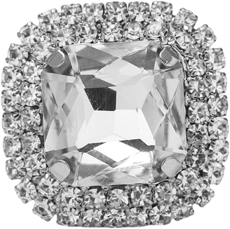 Sparkling Rhinestone Ring Bohemia Thick Large Oval Geometric Ring Square Princess Rings Fashion Heart Zircon Crystal Ring Prom Wedding Party Ball Rings for Women - Image 4