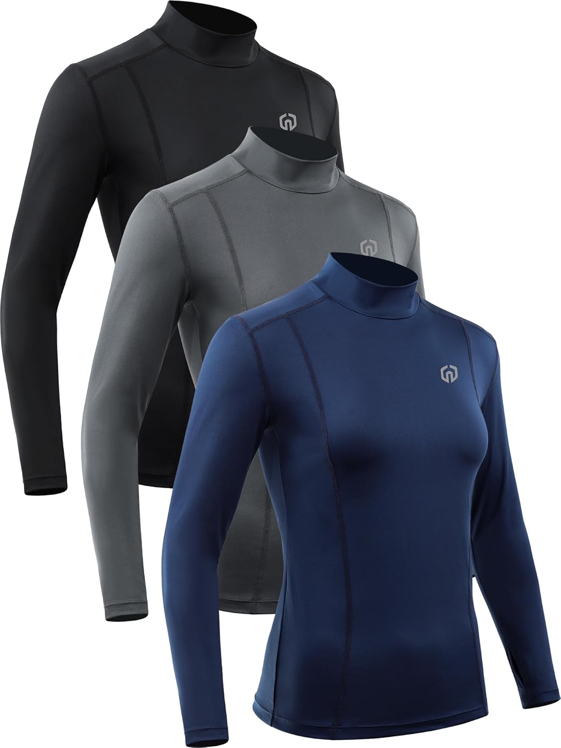 NELEUS Women's 3 Pack Athletic Compression Long Sleeve T Shirt Dry Fit