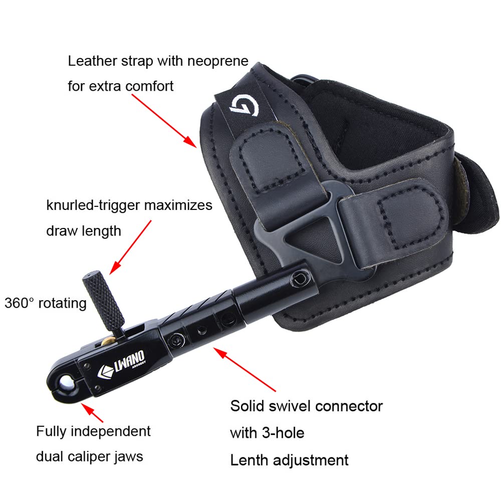 SHARROW Tir à Arc Décocheur Release Aids Arc à Poulies Aides à la Libération du Poignet Réglable Trigger Pince de Rotation à 360 Degrés Accessoires pour Arc et Flèches