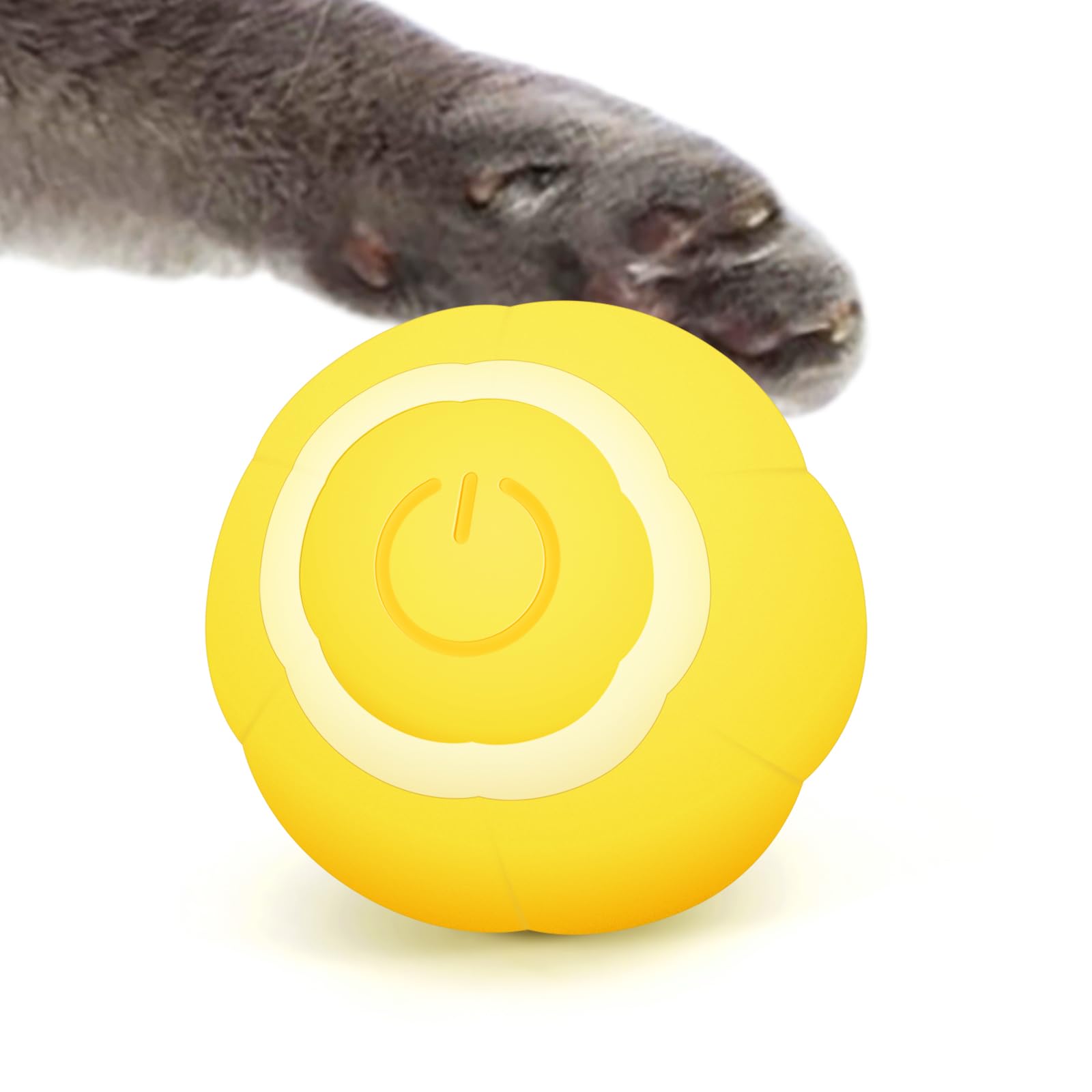 PAKESI Interactive Cat Toys Ball, Automatic 360° Self-Rotating Rolling Ball with USB Rechargeable pet Exercise Chase Toy Ball for Kitten & Dog Playing -(Yellow)