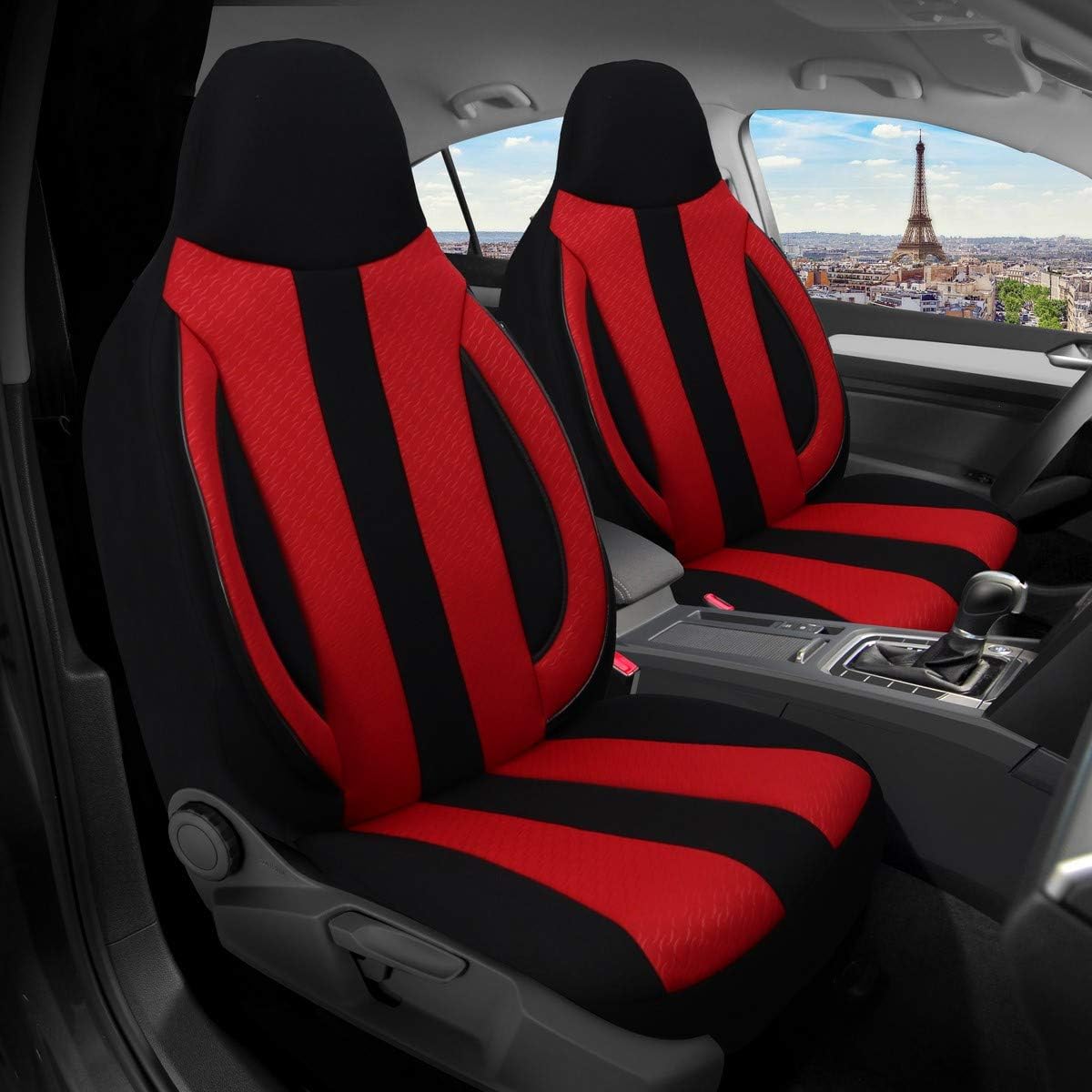 BREMER SITZBEZÜGE Measure Pilot Car Seat Covers Compatible with Fiat Doblo 2 Driver & Passenger from 2010 / Car Seat Covers Set Car Seat Covers Pack of 2 in Black/Red