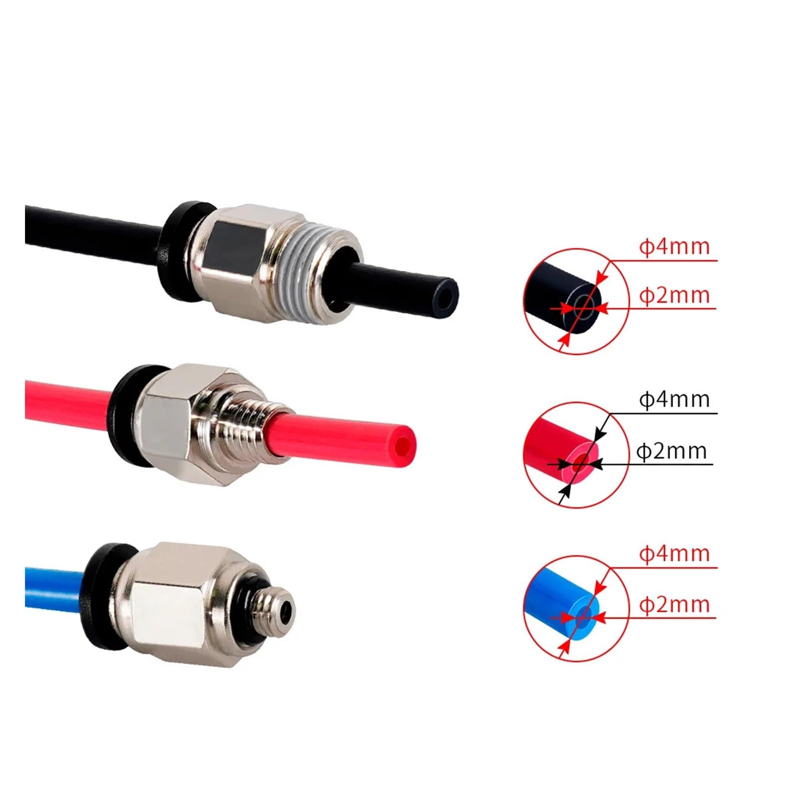 Raccords Pneumatiques Pour Imprimante 3D - 20 Pièces (10 PC4-M6 Laiton, 10 PC4-10 Acier) | Compatible Ender 3, Ender 5, CR-10 Pro | Tube PTFE 4 Mm - 9
