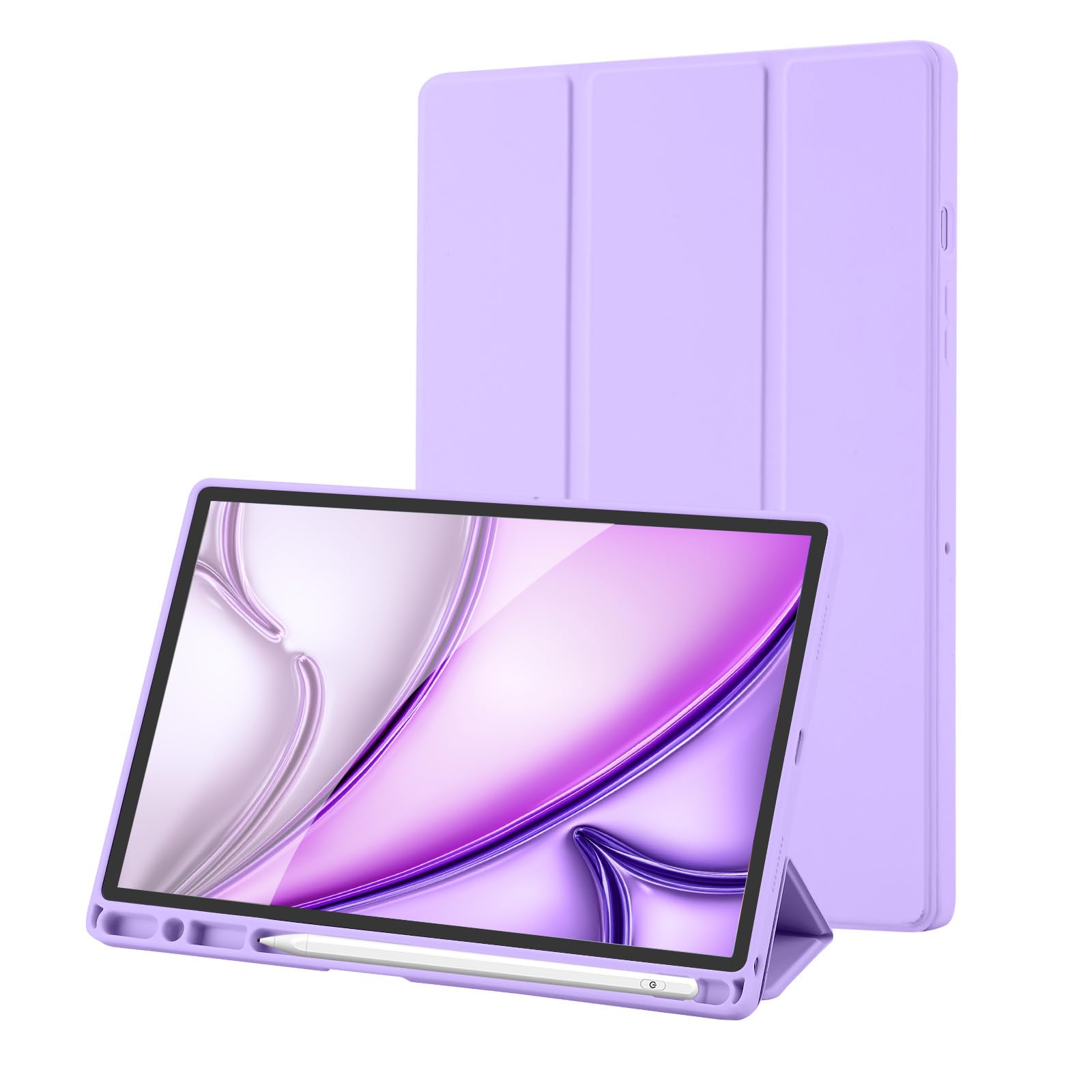 Custodia Cover Compatibile con Samsung Galaxy Tab A8 10,5 Pollici 2021 (SM-X205/SM-X200), Retro TPU Flessibile con Supporto a Tripla Piega, Sospensione/Riattivazione Automatica, Purple