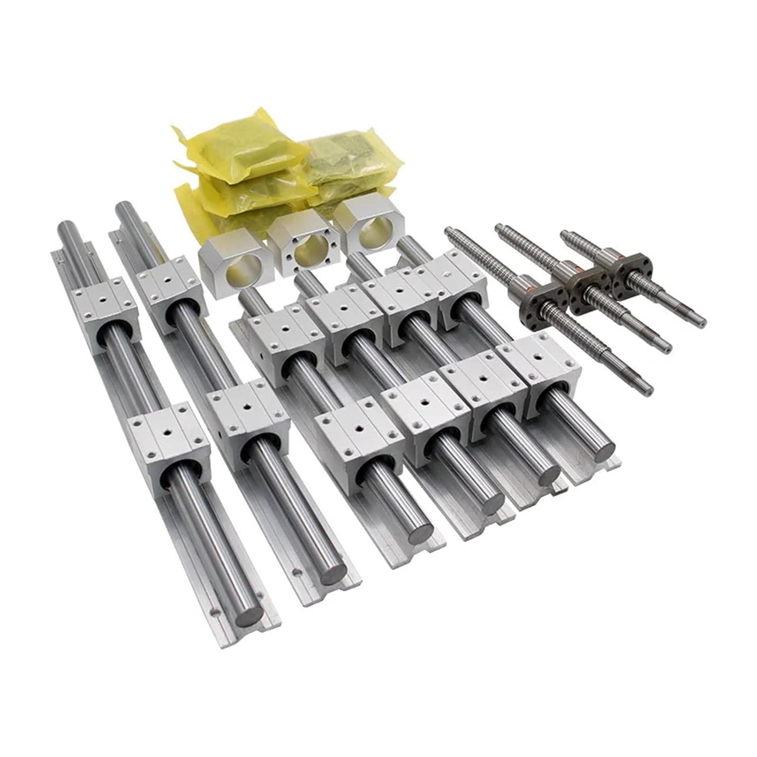R16/R20 Linear Guide kit + 3 SFU1610 Ball Screws + BK/BF12 + nut housing + Coupler + R Block SBRUU(400 700 1000 SBR20)