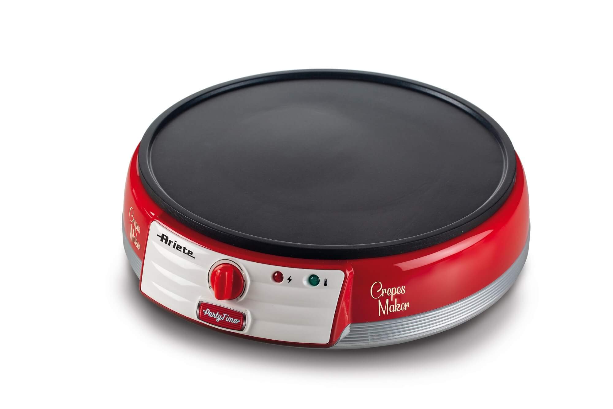 Ariete 202 Crepes Maker Party Time, Piastra Elettrica per Crepes, 1000 W, Piastra Antiaderente, Rossa Rosso