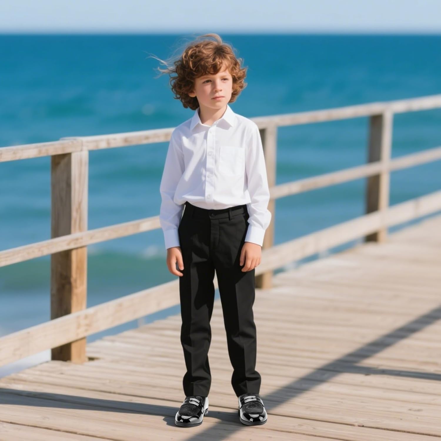 JITAI Velvet Boy's Dress Shoes Slip-On Loafers Wedding Shoes for Boys - Image 2