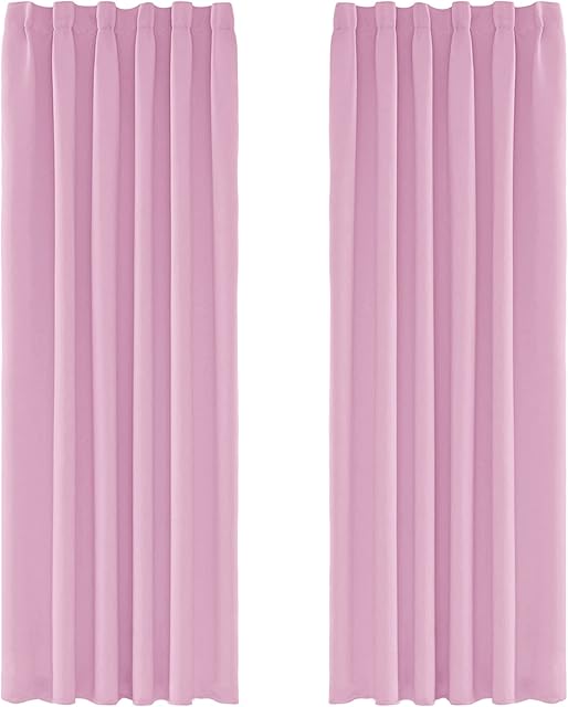 Amazon Brand  Umi Pencil Pleat Solid Thermal Insulated Energy Saving Blackout Curtains 46 x 54 Inch Pink 2 Panels