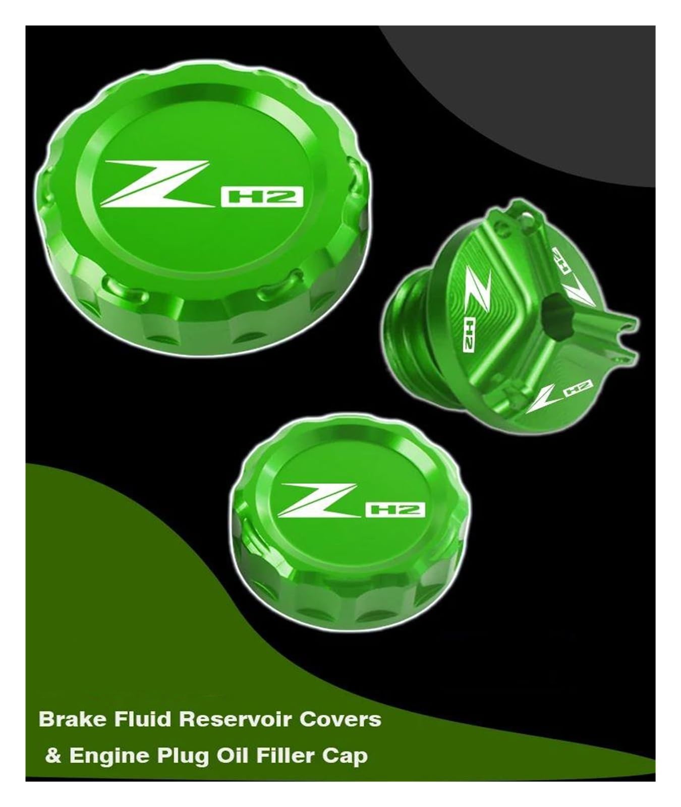 Für KAWASAKI ZH2 Z H2 H2SX Ninja H2 R H2R SX SE 2018-2023 Zubehör Brems Flüssigkeit Reservoir Abdeckungen & Motor Stecker Öl Füllstoff Kappe(Black-ZH2)