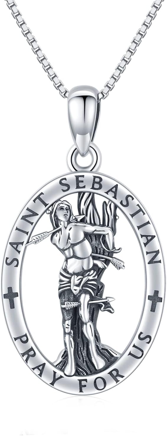 St Michael/St Christoper/St Sebastian/Guadalupe/Guardian Angel/Santa Muerte/Jude/Joseph Pendant Necklace for Men Women 925 Sterling Silver Catholic Religious Protector Amulets Necklaces