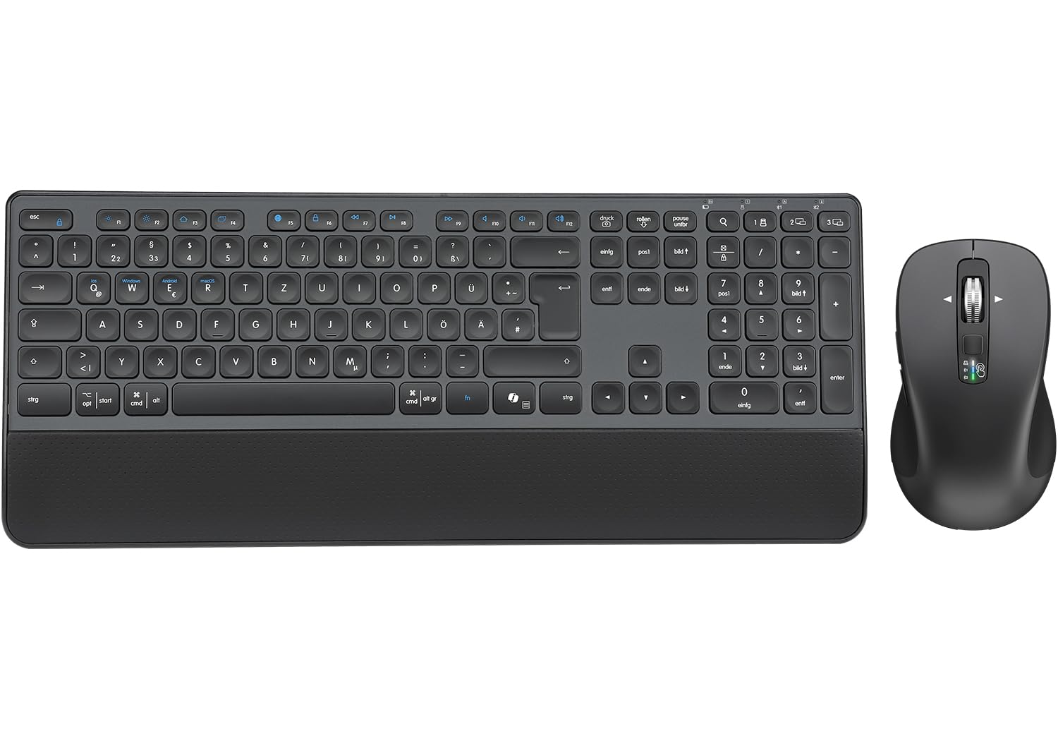 CITLLA M9127 - Tastiera e mouse wireless con poggiapolsi, set di mouse e tastiera Bluetooth per laptop, computer, PC, Mac, ufficio