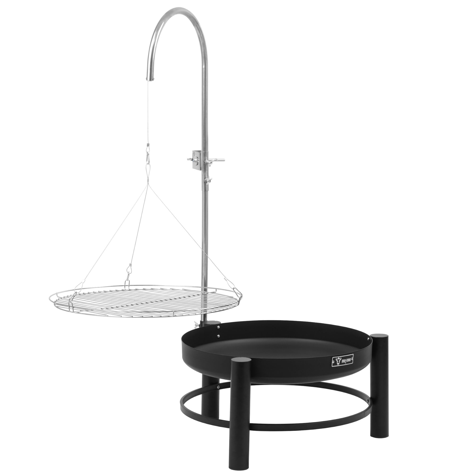 BBQ-Toro Barbecue girevole con braciere e griglia, diametro 61 cm, nero, barbecue a carbonella, barbecue e braciere con manovella, per giardino, terrazza, campeggio e esterni
