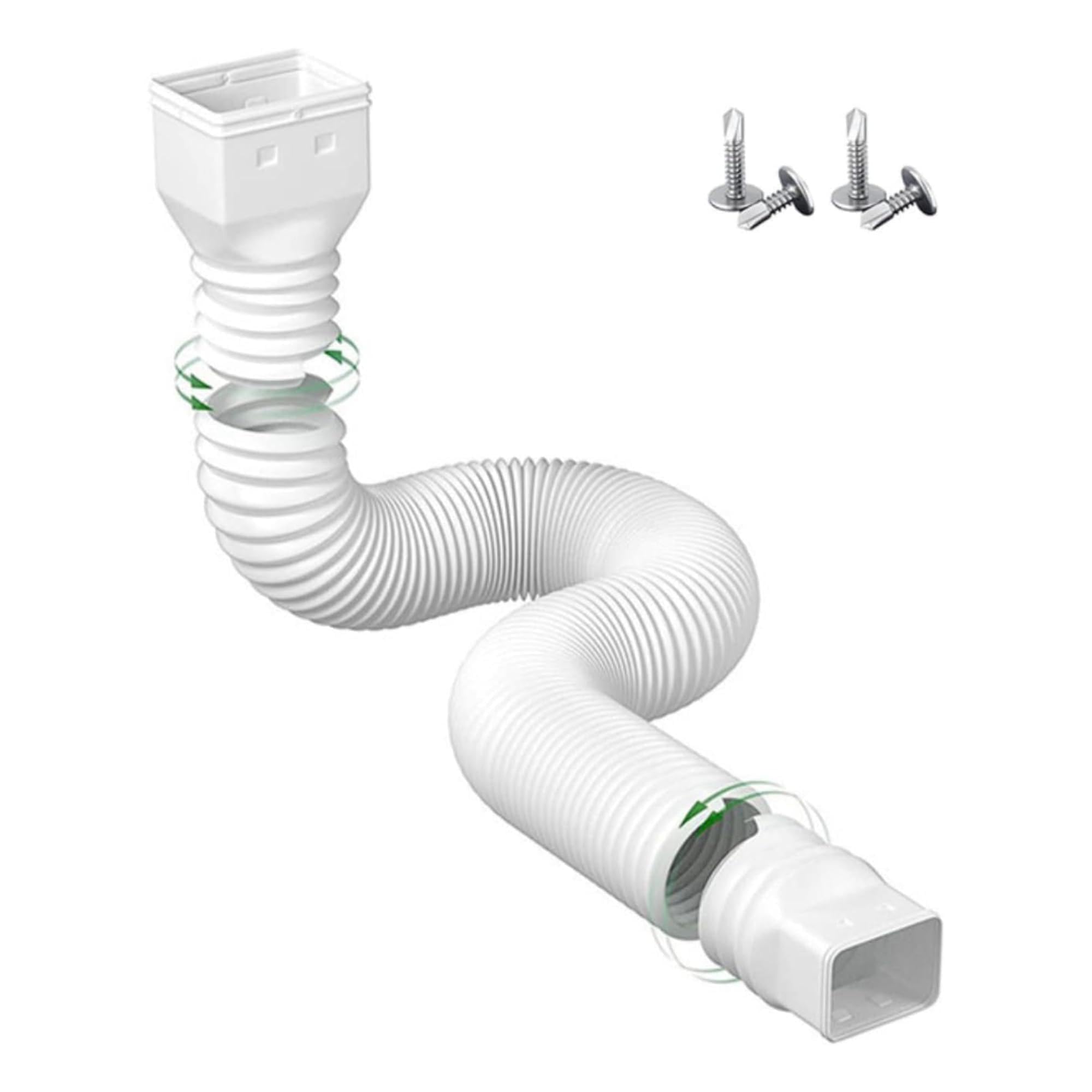 Rain Gutter Downspout, Flexible PE Extendable Drain Away Extender Down Spout Drain Extension Pipe for Outdoor Villa Round (White)