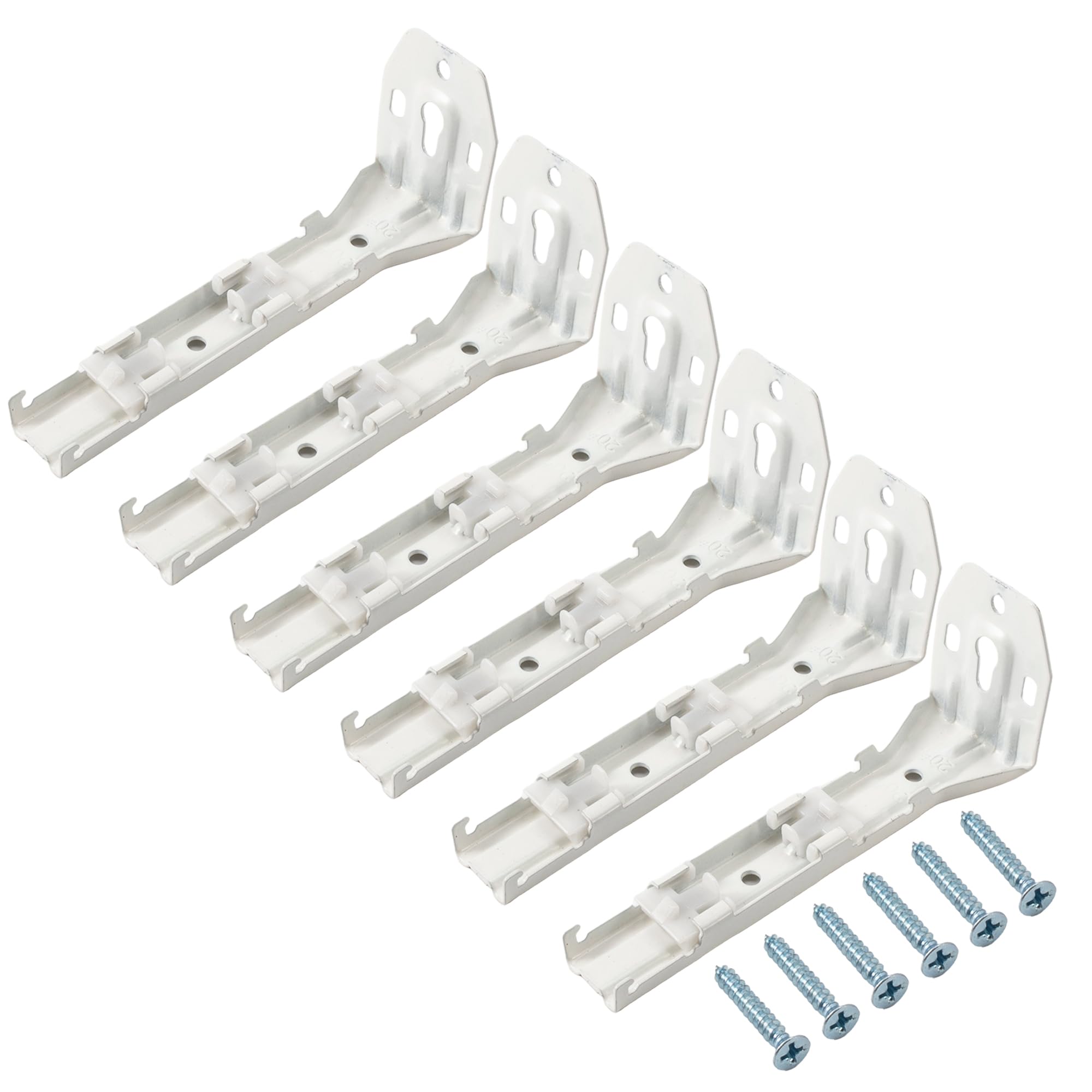Jos & Haz White Double Wall Mount Bracket For Curtain Tracks (6 Pcs)
