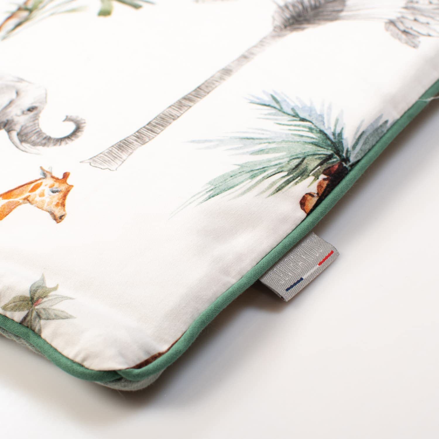 Sevira Kids - Almohada plana reversible de algodón, Safari