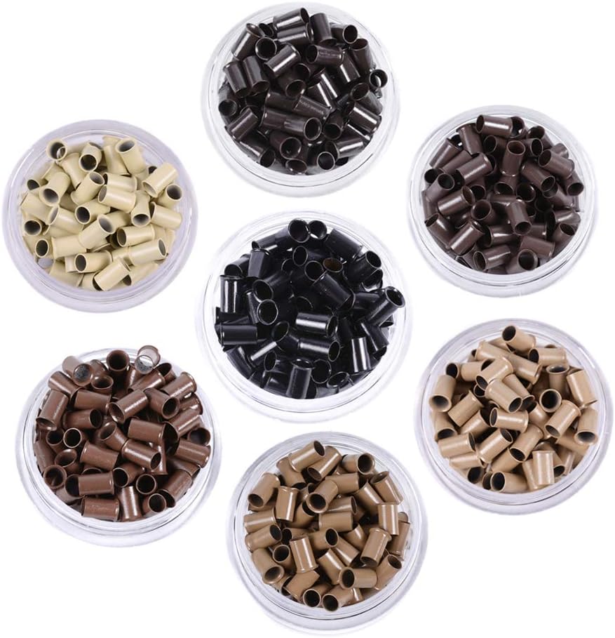 1000 PCS Copper Tubes 3.4mm Euro Lock Flared Micro Beads Rings Links for Hair Extensions (Black)
