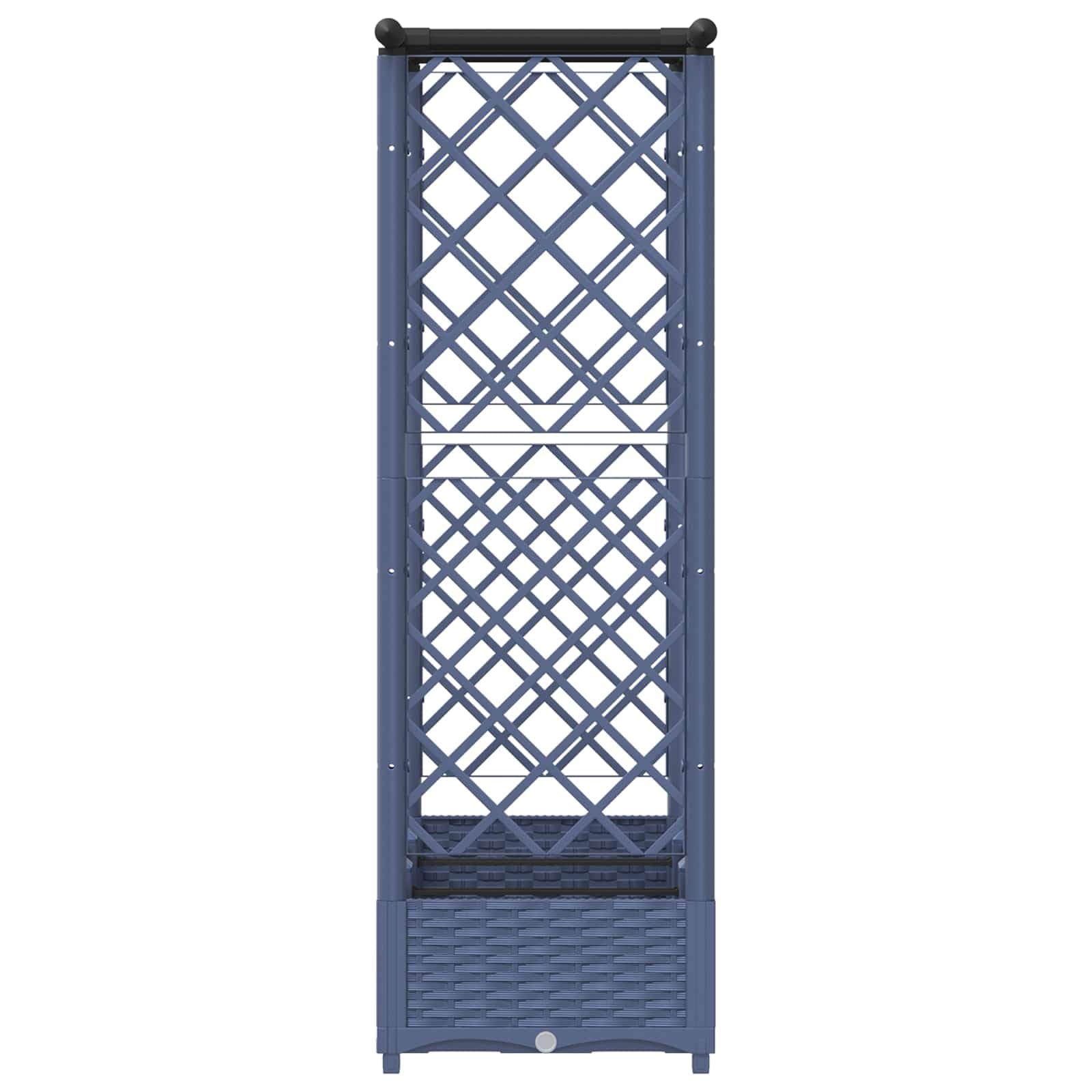 Jardinera con enrejado y techo, jardinera de polipropileno gris para jardín y terraza, 164 x 40 x 121 cm, resistente a la intemperie con riego y almacenamiento de agua para hierbas y verduras