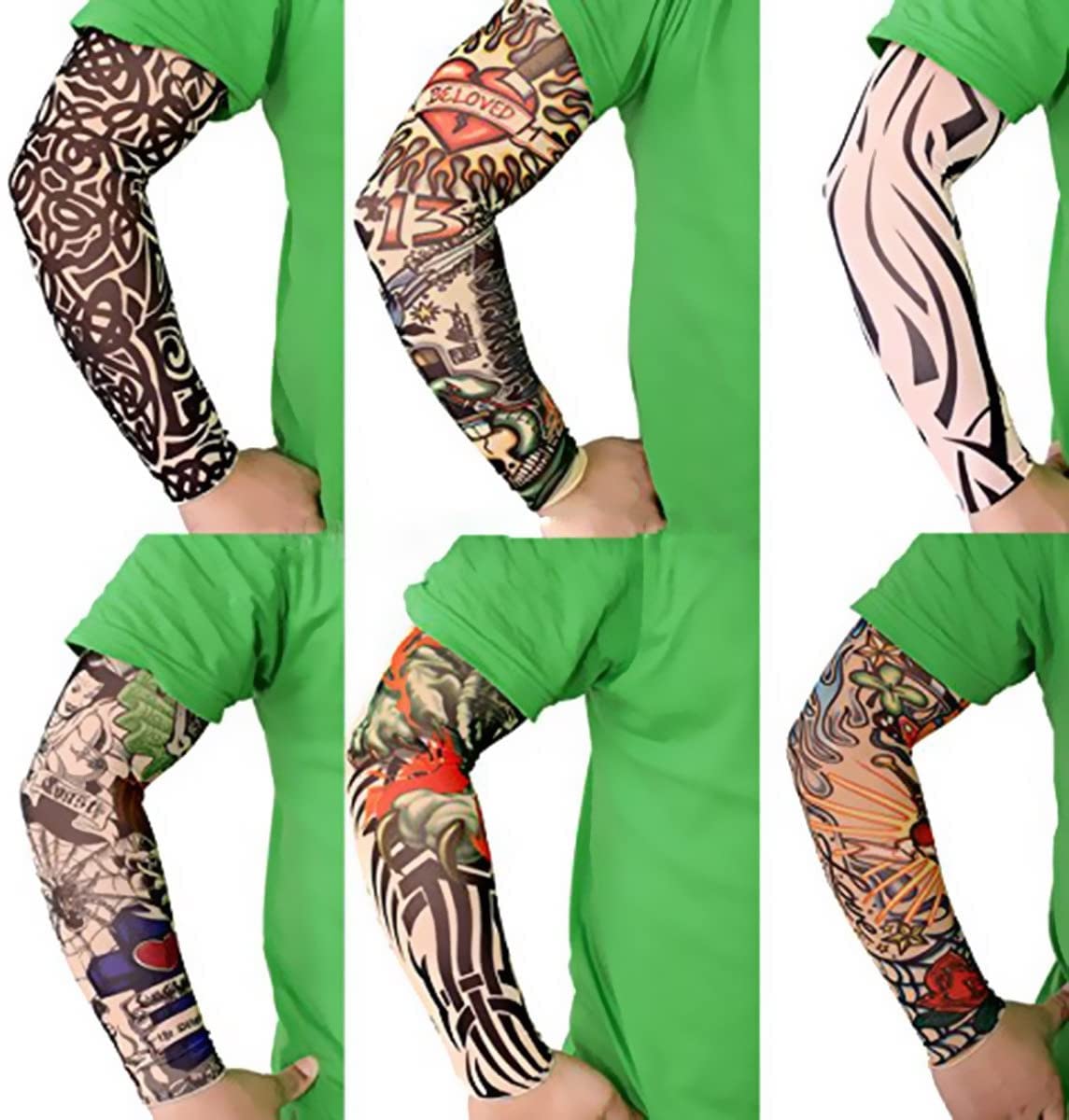 Manchons De Bras Tatouage Faux – Protection Solaire UPF50+ Respirante En Soie Glacée, Anti-Glisse, Motifs HD Élégants Pour Hommes & Femmes