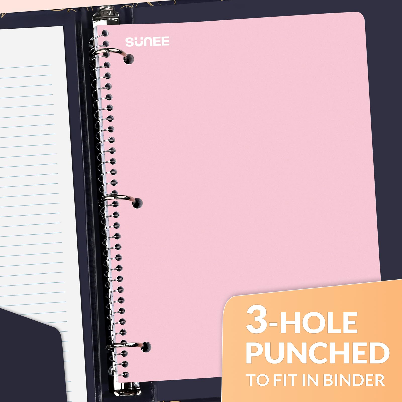 SUNEE Spiral Notebooks,  Pack, 1-Subject, College Ruled Paper, 8" x 10-1/2", 70 Sheets per Notebook, Assorted Pastel Colors Spiral Notebooks for School: 6