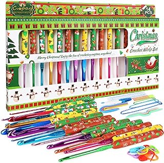 Coopay Crochet Hooks Set 14 Pack, Crochet Hooks Set for Chunky Yarn, Ergonomic Crochet Hooks Sets Soft Grip for Arthritic Hands, Crochet Hooks Sets for Beginners Children Kids, Christmas Crochet Kits
