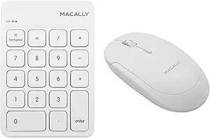 Macally Wireless Bluetooth Numeric Keypad and Wireless Bluetooth Mouse for Mac and PC, Calculate Efficiently