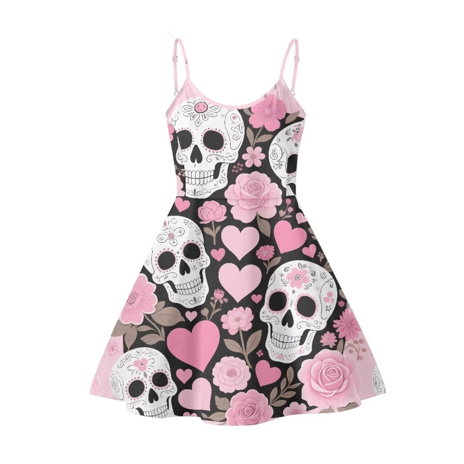 Women's Spaghetti Strap Dress Summer Casual Swing Sundress Girls Beachwear Swing Mini Dress
