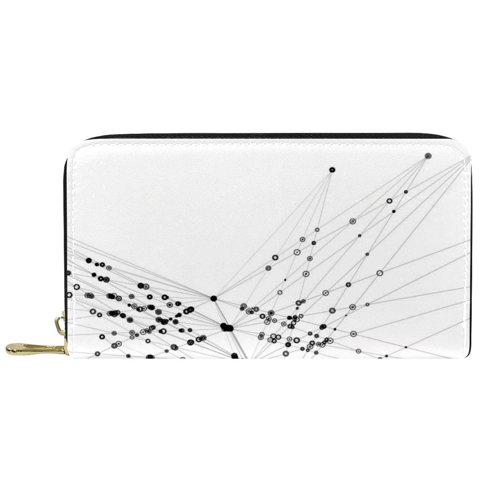 Cartera larga de cuero con cremallera geométrica con figura de red personalizada, Varios colores, 20.5x2.5x11.5cm/8.07x1x4.53 in, Classic