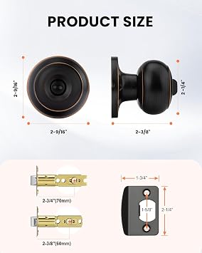 Haidms 8 Pack Oil Rubbed Bronze Door Knobs Interior, Bronze Privacy Interior Door Knobs for Bedroom or Bathroom Classic Round Doorknobs Hardware