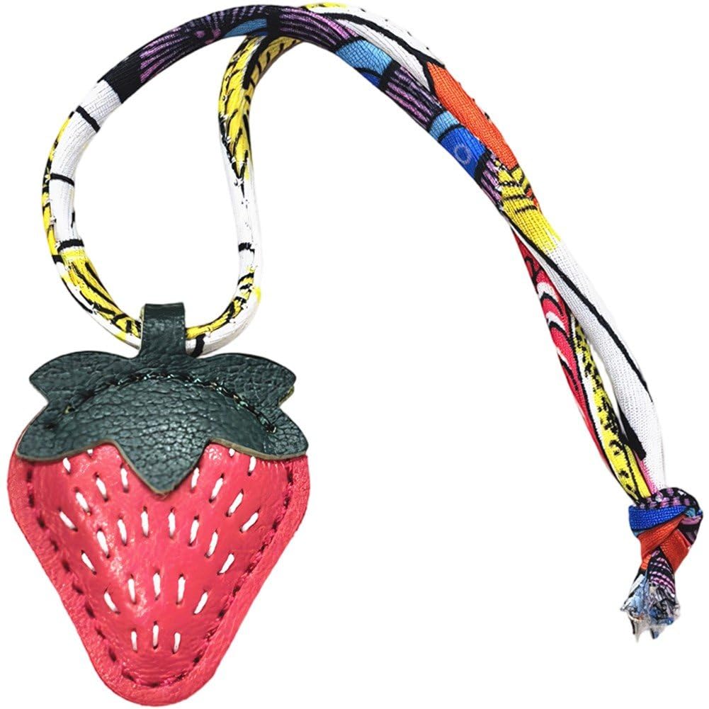 Hrippy Adorable Strawberry Bag Charm, Fruit Keychain Hanging Ornament for Backpack Handbag Shoulder Bag Daily Decor