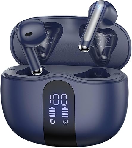 Auriculares inalámbricos, auriculares Bluetooth 5.4 estéreo de alta fidelidad con 4 micrófonos HD, auriculares Bluetooth de 50 horas con pantalla