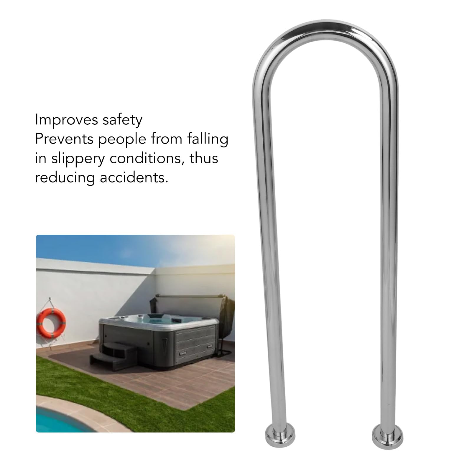 Pasamanos de Seguridad para Jacuzzi, Pasamanos Lateral, en Forma de U, de Acero Inoxidable 304, Anticaída, para Piscina, Barra de Agarre de Seguridad para Marina, Muelles, Cubiertas, Barcos, Piscinas,