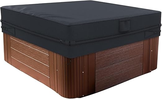 AKEfit Outdoor Waterproof and Weatherproof Hot Tub Cover 85 x 85 inch fit 84 x 84 or 83 x 83 or 82 x 82 or 7 ft x 7 ft Square SPA 600D Heavy Duty Cover Protectors Protective Cover Cap