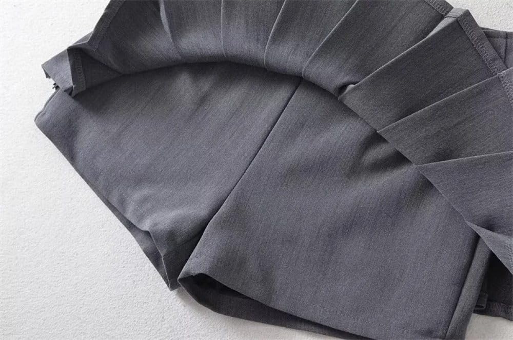 SWEPER Jupe Courte Femme - Mini Jupe Plissée pour Femmes, Fermeture Éclair Latérale, Taille Haute, Couleur Unie, Mini-Jupe Trapèze, Été