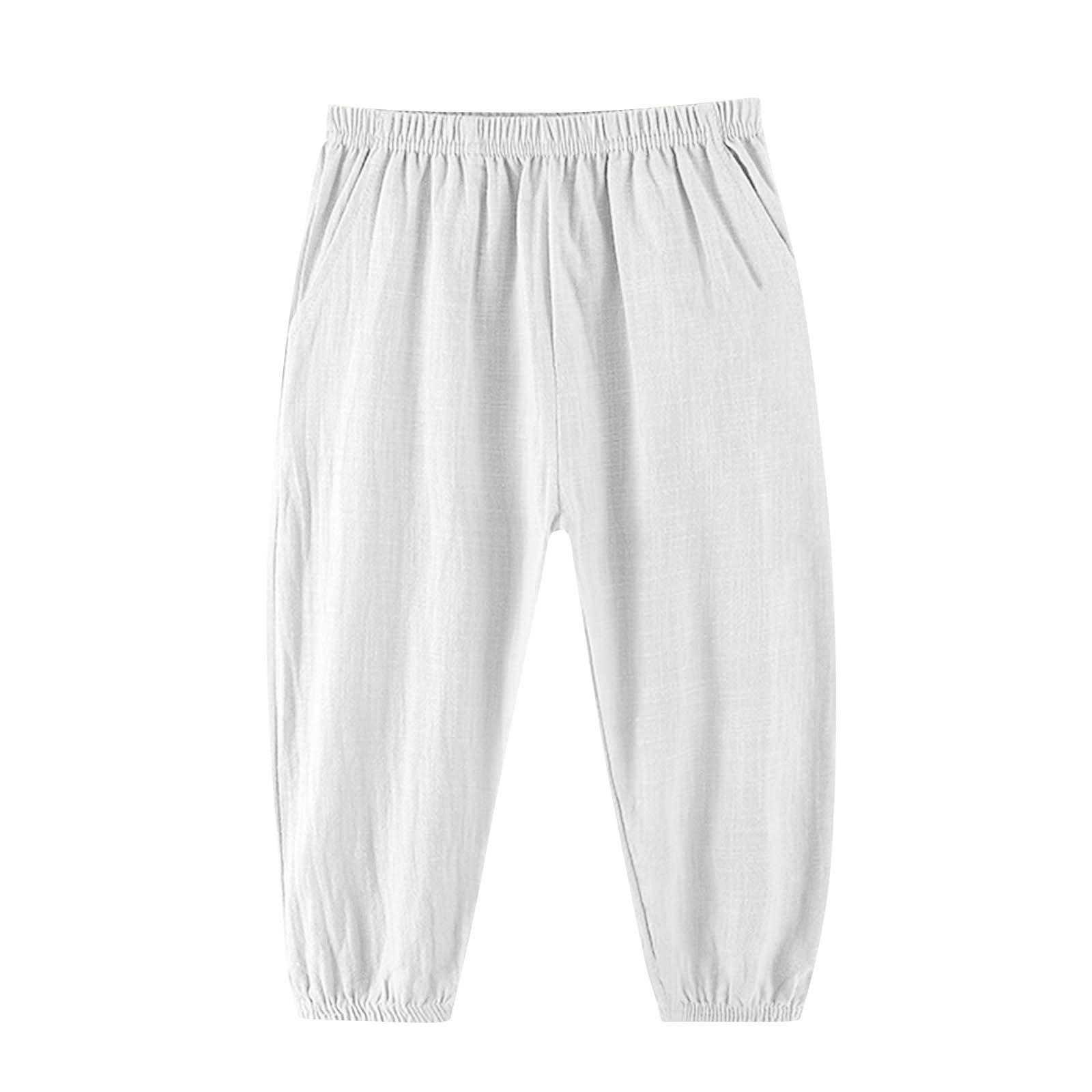Pantanlones de Lino para Niños,Algodón y Lino Pantanlon Chandal Niño Cintura Elástica Pantalón Chino Largo Sueltos con Bolsillos Cómodo Transpirable Jogging Pants Ropa Adolescentes Chicos 5-15 Años